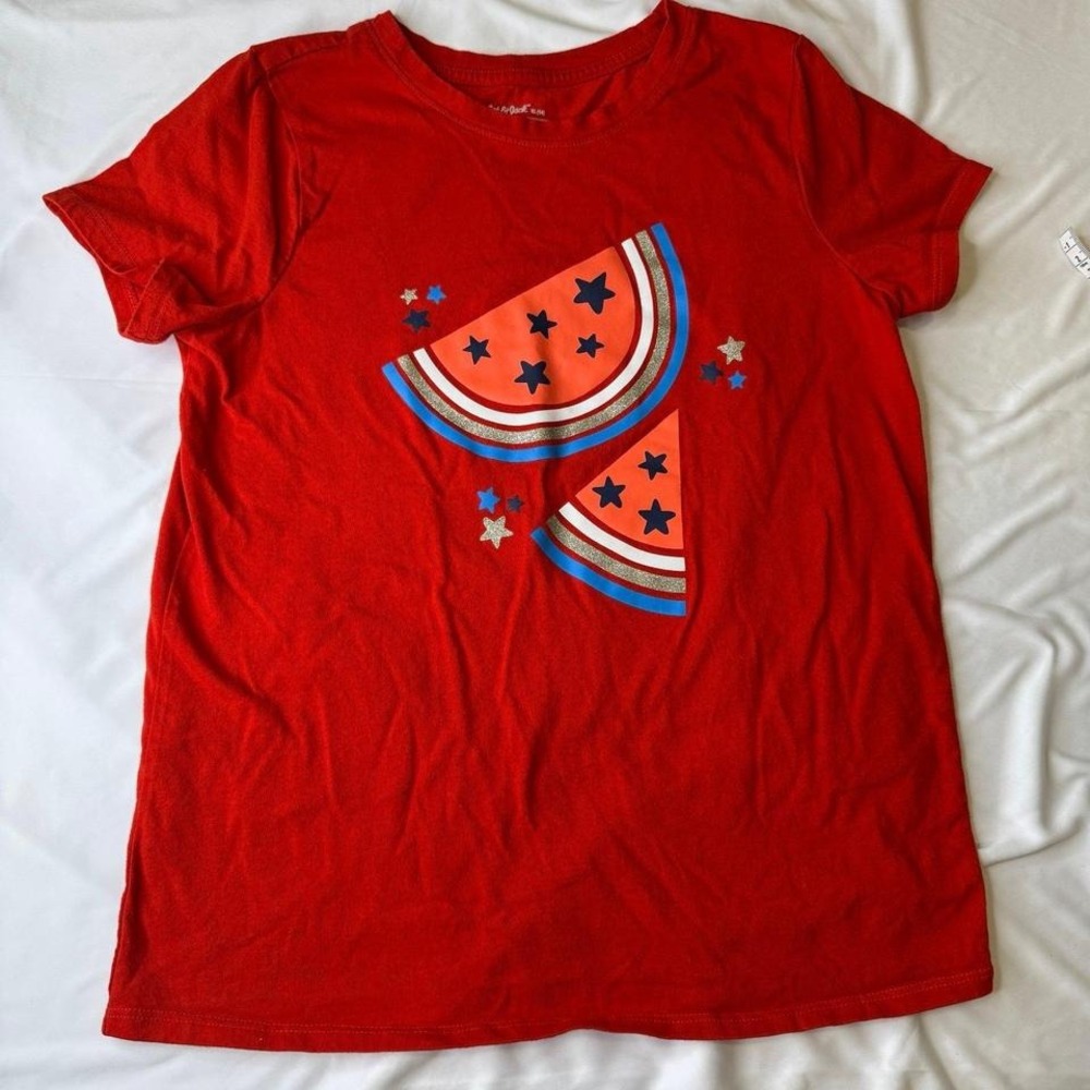 Girls Watermelon 4th of July Patriotic Red‎ T-shirt Size XL (14)